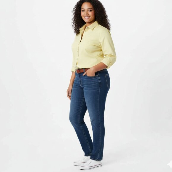 The Studio Shirt AVENUE 22/24 Canary Green Stretchy Textured Snap Front Shirt - Picture 2 of 3